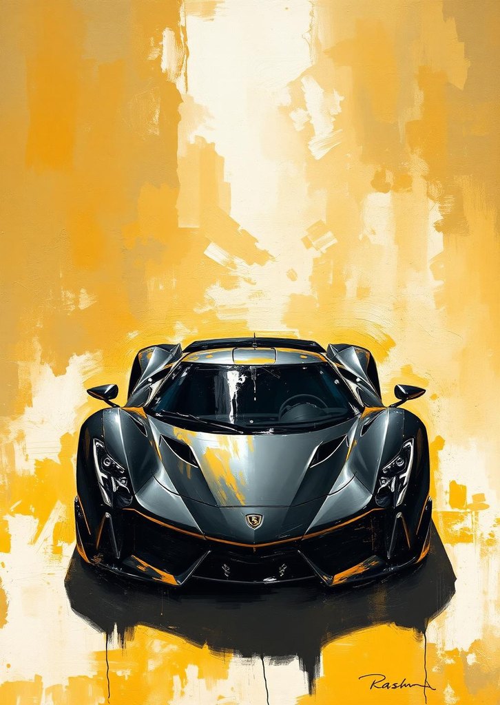 Gemälde schwarzer Supersportwagen