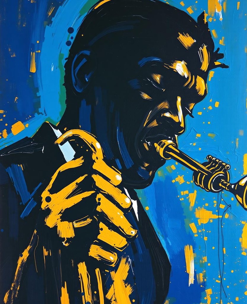 Gemälde eines Jazz-Trompeters